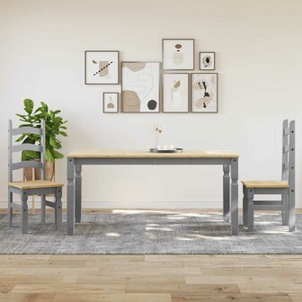 3-delige Eetset Panama massief grenenhout grijs 1