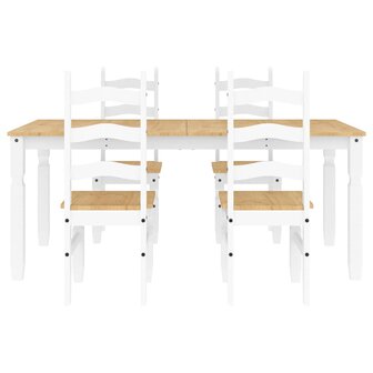 5-delige Eethoek Panama massief grenenhout wit 7