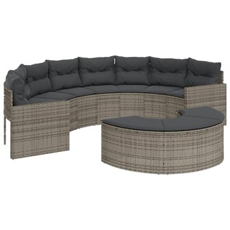 2-delige Loungeset halfrond poly rattan grijs 2