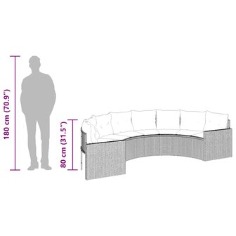 2-delige Loungeset halfrond poly rattan grijs 9