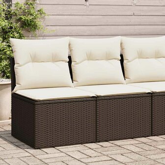 2-delige Loungeset met kussens poly rattan acacia bruin 1