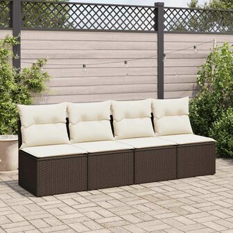 2-delige Loungeset met kussens poly rattan acacia bruin 3