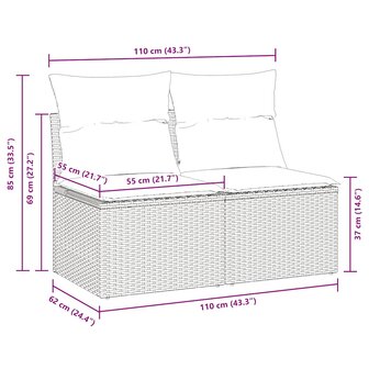 2-delige Loungeset met kussens poly rattan acacia bruin 6
