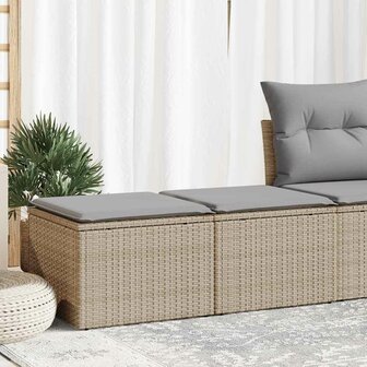 2-delige Loungeset met kussens poly rattan acacia beige 1