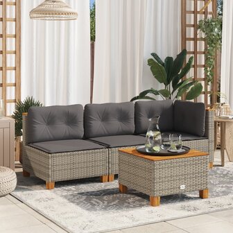 Tuintafel 55x55x36 cm poly rattan en acaciahout grijs 1