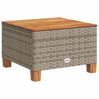 Tuintafel 55x55x36 cm poly rattan en acaciahout grijs 2