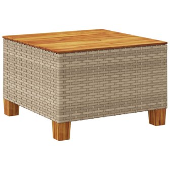 Tuintafel 55x55x36 cm poly rattan en acaciahout beige 6