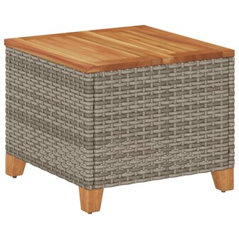 Tuintafel 45x45x37 cm poly rattan en acaciahout grijs 2