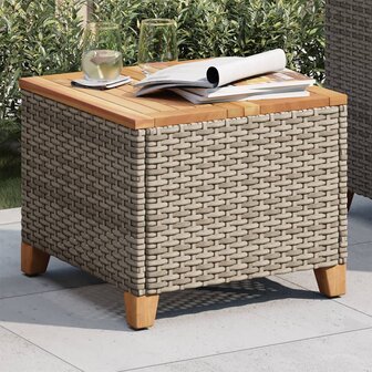 Tuintafel 45x45x37 cm poly rattan en acaciahout grijs 3