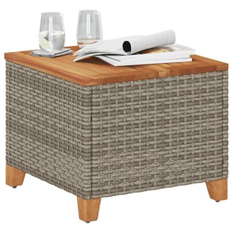 Tuintafel 45x45x37 cm poly rattan en acaciahout grijs 4