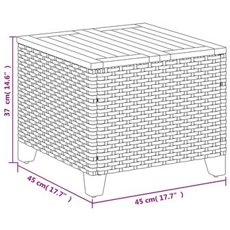 Tuintafel 45x45x37 cm poly rattan en acaciahout grijs 9