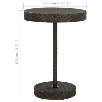 Tuintafel 75,5x106 cm poly rattan bruin 5