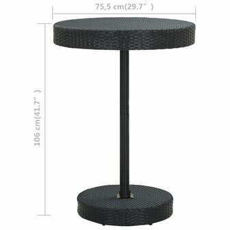 Tuintafel 75,5x106 cm poly rattan zwart 4