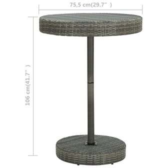 Tuintafel 75,5x106 cm poly rattan grijs 4