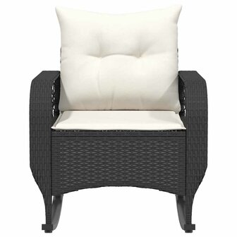 Tuinschommelstoel met kussens poly rattan zwart 4