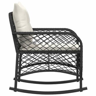 Tuinschommelstoel met kussens poly rattan zwart 5