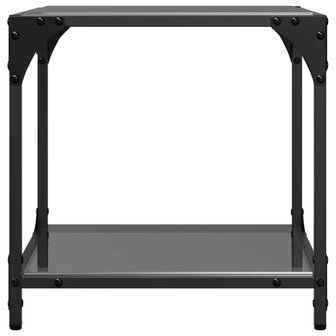 Salontafel met zwart glazen blad 40x40x40 cm staal 4