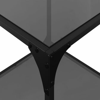 Salontafel met zwart glazen blad 40x40x40 cm staal 8