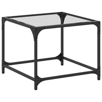 Salontafel met transparant glazen blad 50x50x40 cm staal 1