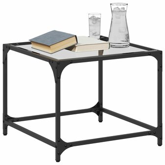 Salontafel met transparant glazen blad 50x50x40 cm staal 3