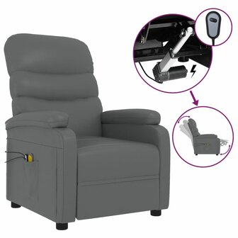 Massagestoel elektrisch kunstleer grijs 2