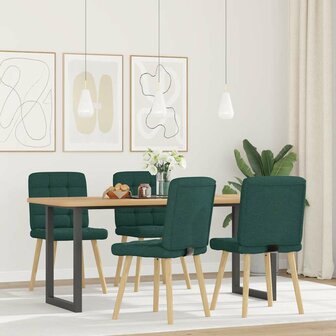 Eetkamerstoelen 4 st stof donkergroen 2