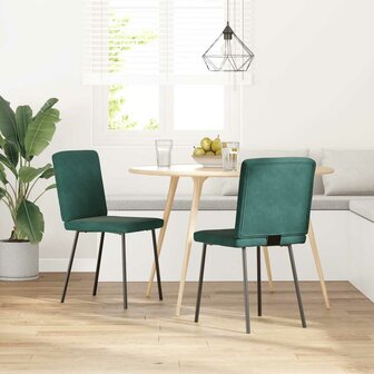 Eetkamerstoelen 2 st fluweel donkergroen 1