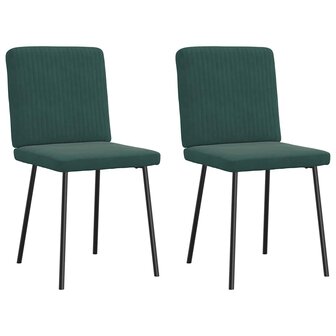 Eetkamerstoelen 2 st fluweel donkergroen 2