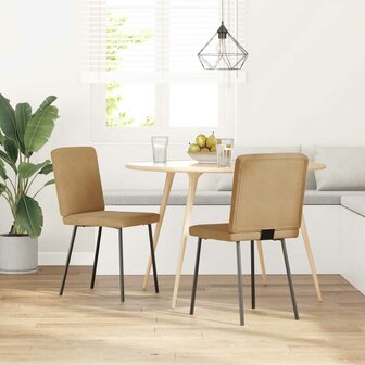 Eetkamerstoelen 2 st fluweel bruin 1