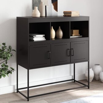 Dressoir 100,5x39x107 cm staal zwart 1