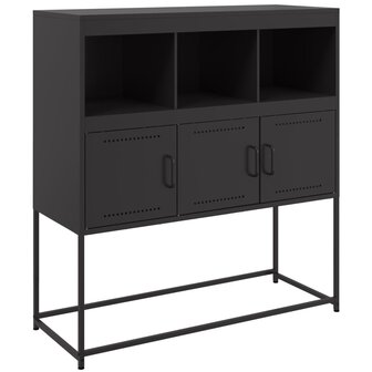 Dressoir 100,5x39x107 cm staal zwart 2