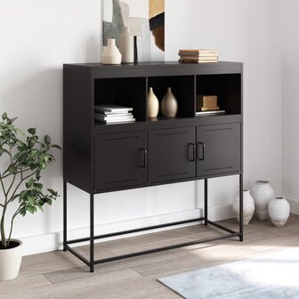 Dressoir 100,5x39x107 cm staal zwart 3