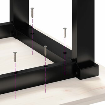 Eettafel O-frame 90x90x75 cm massief grenenhout en staal 8