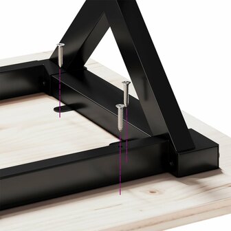 Eettafel X-frame 80x50x75 cm massief grenenhout en staal 8