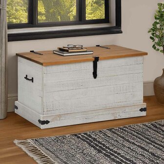Opbergkist HALDEN wit 91x48x47 cm massief grenenhout 1