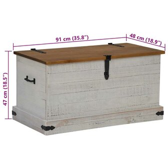 Opbergkist HALDEN wit 91x48x47 cm massief grenenhout 9