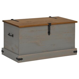 Opbergkist HALDEN grijs 91x48x47 cm massief grenenhout 2