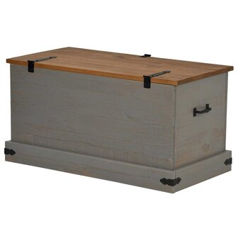 Opbergkist HALDEN grijs 91x48x47 cm massief grenenhout 5