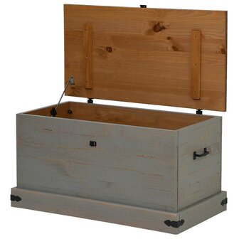 Opbergkist HALDEN grijs 91x48x47 cm massief grenenhout 6