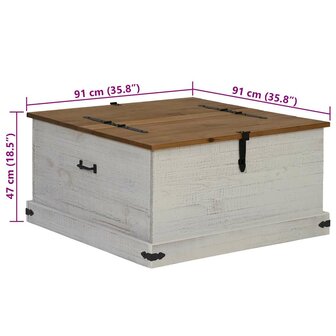 Opbergkist HALDEN wit 91x91x47 cm massief grenenhout 9