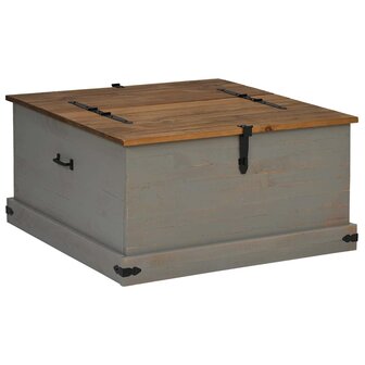 Opbergkist HALDEN grijs 91x91x47 cm massief grenenhout 2