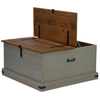 Opbergkist HALDEN grijs 91x91x47 cm massief grenenhout 5