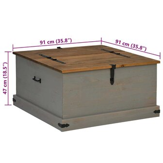 Opbergkist HALDEN grijs 91x91x47 cm massief grenenhout 9