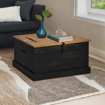 Opbergkist HALDEN zwart 91x91x47 cm massief grenenhout 1