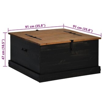 Opbergkist HALDEN zwart 91x91x47 cm massief grenenhout 9