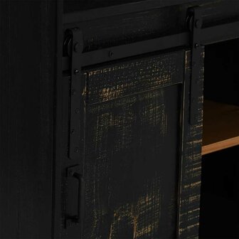 Wijnkast HALDEN met wijnrekken en schuifdeur dennenhout zwart 8