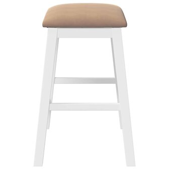 Barstoelen met kussens 2 st massief hout rubber wit 6