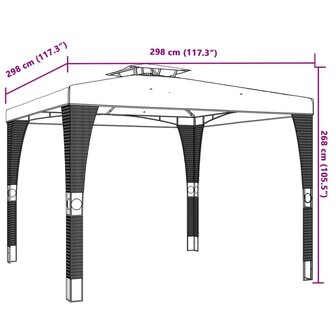 Prieel met dubbel dak 2,98x2,98 m staal antracietkleurig 8