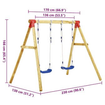 Schommelset 230x130x166 cm grenenhout 6