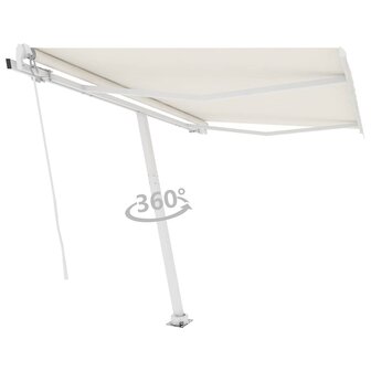 Luifel vrijstaand handmatig uittrekbaar 300x250 cm cr&egrave;mekleurig 3
